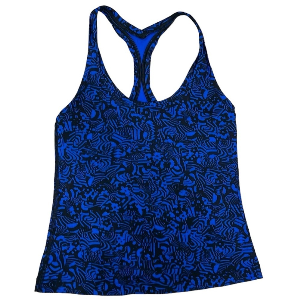 Lululemon Cool Racerback Tank II SeaWheeze Blue Black Rare 2017